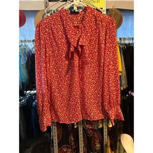 Vintage Panther Red Floral Blouse – Size L/XL